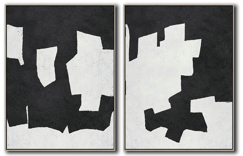 Hand Painted Extra Large Abstract Painting,Set Of 2 Minimal Painting On Canvas - Contemporary Abstract Painting